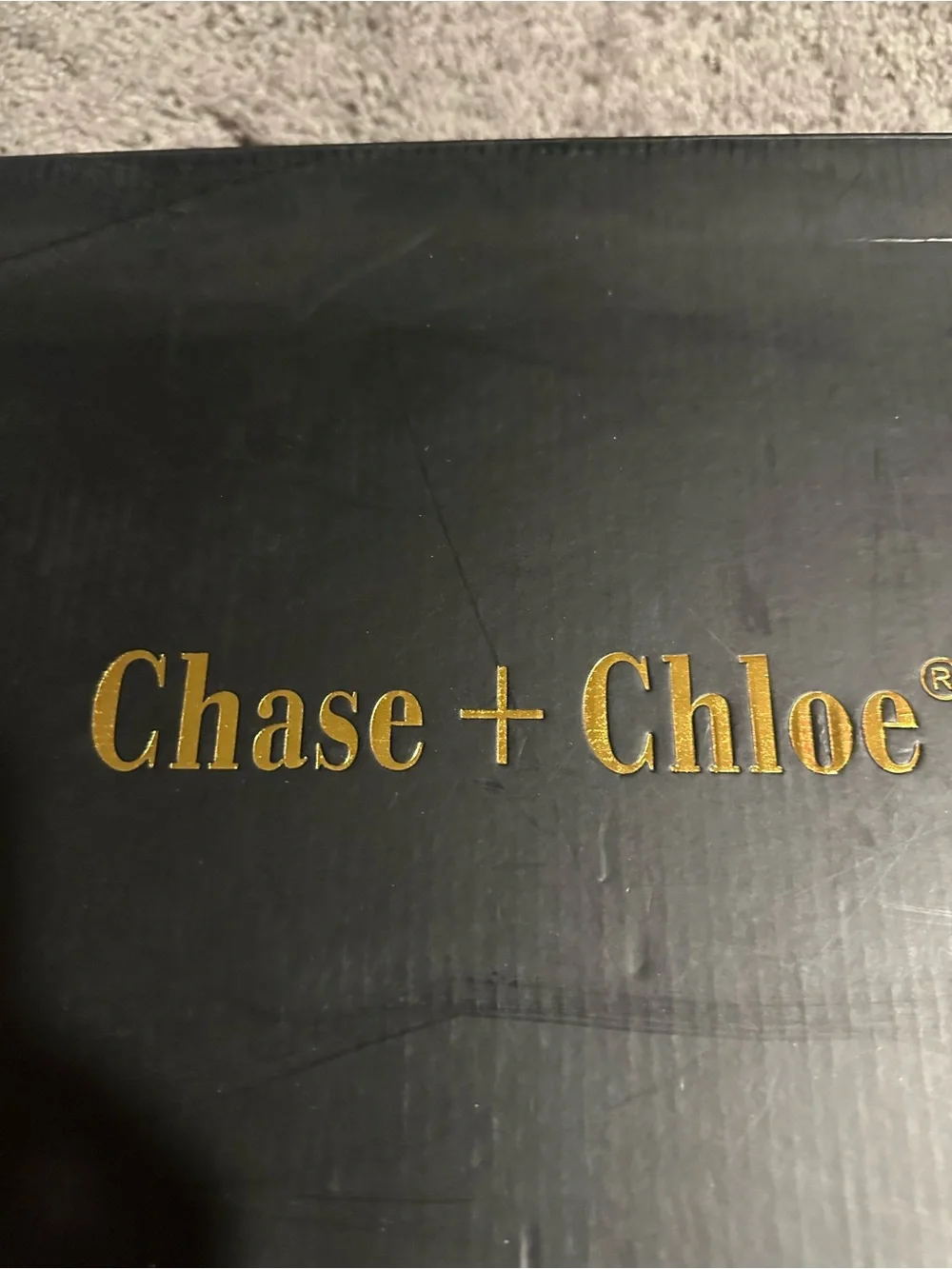 Chase + Chloe Black Over-the-Knee Stiletto Boot with Distressed Lace Trim